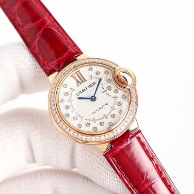 TW Factory Cartier 33/36MM Crocodile Leather Red Bracelet Automatic Movement Couple Watch